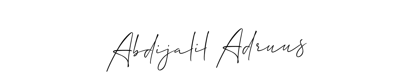 Use a signature maker to create a handwritten signature online. With this signature software, you can design (Allison_Script) your own signature for name Abdijalil Adruus. Abdijalil Adruus signature style 2 images and pictures png