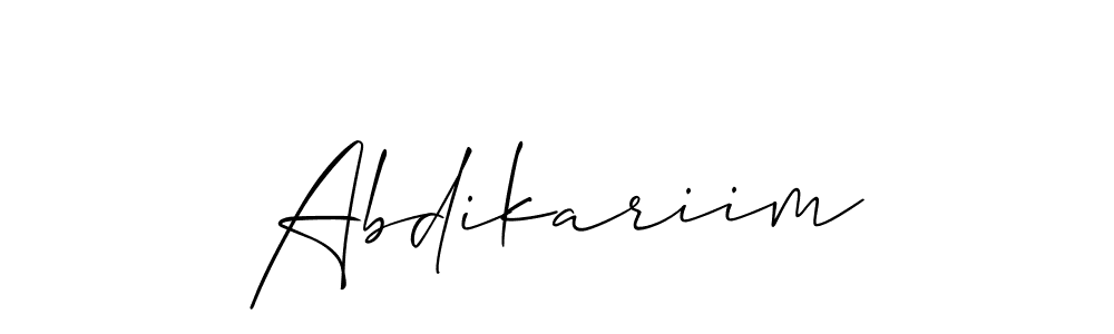 Also You can easily find your signature by using the search form. We will create Abdikariim name handwritten signature images for you free of cost using Allison_Script sign style. Abdikariim signature style 2 images and pictures png