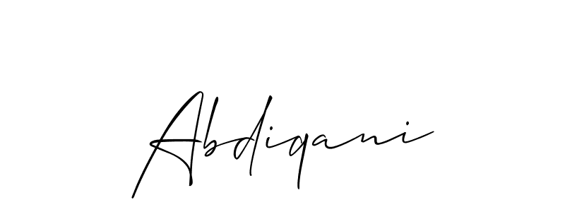 Use a signature maker to create a handwritten signature online. With this signature software, you can design (Allison_Script) your own signature for name Abdiqani. Abdiqani signature style 2 images and pictures png