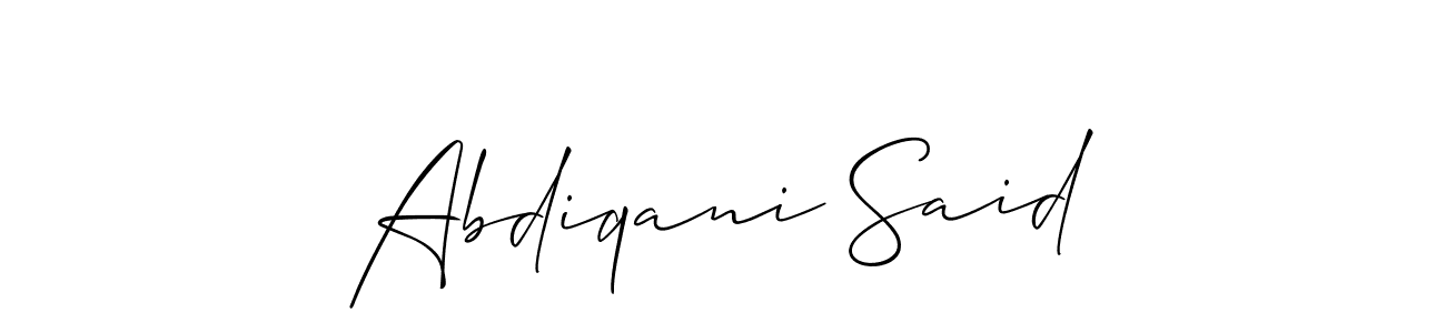 Make a beautiful signature design for name Abdiqani Said. With this signature (Allison_Script) style, you can create a handwritten signature for free. Abdiqani Said signature style 2 images and pictures png