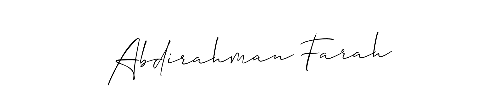 Also we have Abdirahman Farah name is the best signature style. Create professional handwritten signature collection using Allison_Script autograph style. Abdirahman Farah signature style 2 images and pictures png