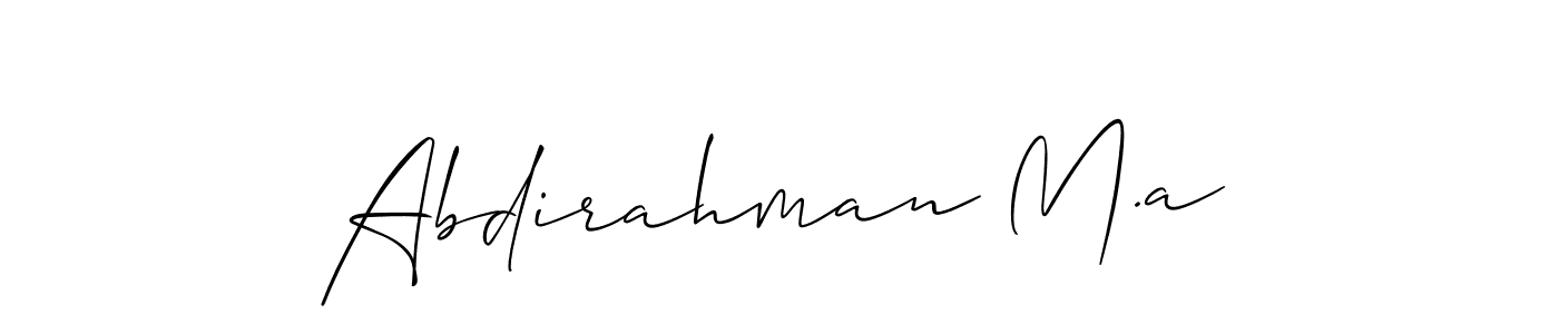Make a beautiful signature design for name Abdirahman M.a. With this signature (Allison_Script) style, you can create a handwritten signature for free. Abdirahman M.a signature style 2 images and pictures png