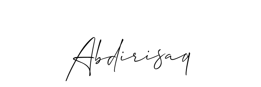 Use a signature maker to create a handwritten signature online. With this signature software, you can design (Allison_Script) your own signature for name Abdirisaq. Abdirisaq signature style 2 images and pictures png