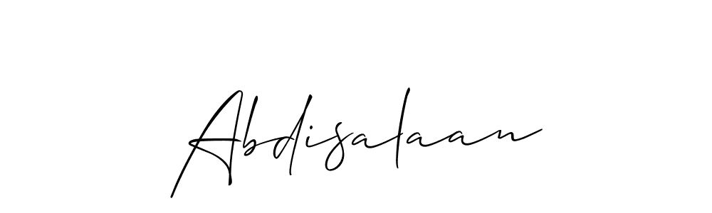 Use a signature maker to create a handwritten signature online. With this signature software, you can design (Allison_Script) your own signature for name Abdisalaan. Abdisalaan signature style 2 images and pictures png