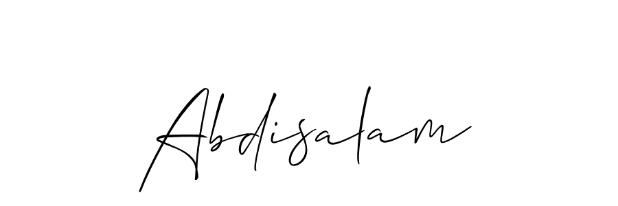 Design your own signature with our free online signature maker. With this signature software, you can create a handwritten (Allison_Script) signature for name Abdisalam. Abdisalam signature style 2 images and pictures png