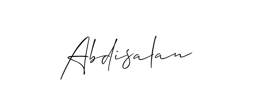 Design your own signature with our free online signature maker. With this signature software, you can create a handwritten (Allison_Script) signature for name Abdisalan. Abdisalan signature style 2 images and pictures png