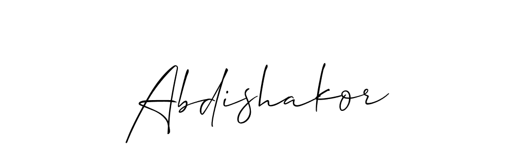 Create a beautiful signature design for name Abdishakor. With this signature (Allison_Script) fonts, you can make a handwritten signature for free. Abdishakor signature style 2 images and pictures png