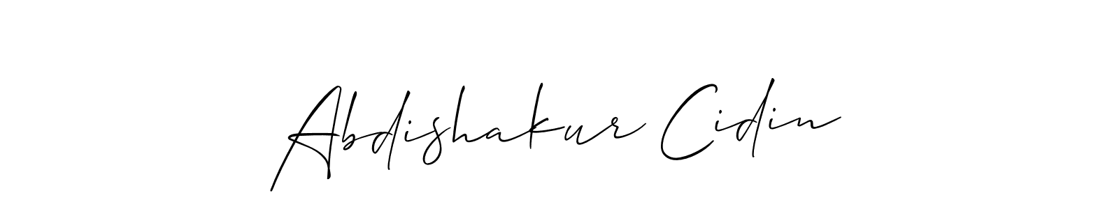 How to make Abdishakur Cidin signature? Allison_Script is a professional autograph style. Create handwritten signature for Abdishakur Cidin name. Abdishakur Cidin signature style 2 images and pictures png