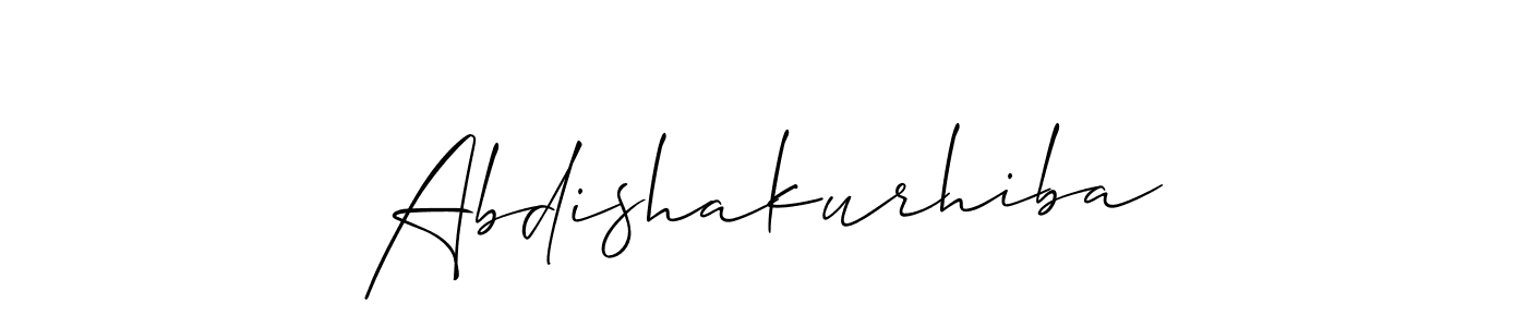 Use a signature maker to create a handwritten signature online. With this signature software, you can design (Allison_Script) your own signature for name Abdishakurhiba. Abdishakurhiba signature style 2 images and pictures png