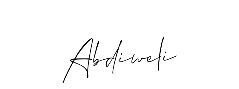 Create a beautiful signature design for name Abdiweli. With this signature (Allison_Script) fonts, you can make a handwritten signature for free. Abdiweli signature style 2 images and pictures png