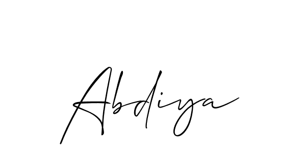The best way (Allison_Script) to make a short signature is to pick only two or three words in your name. The name Abdiya include a total of six letters. For converting this name. Abdiya signature style 2 images and pictures png