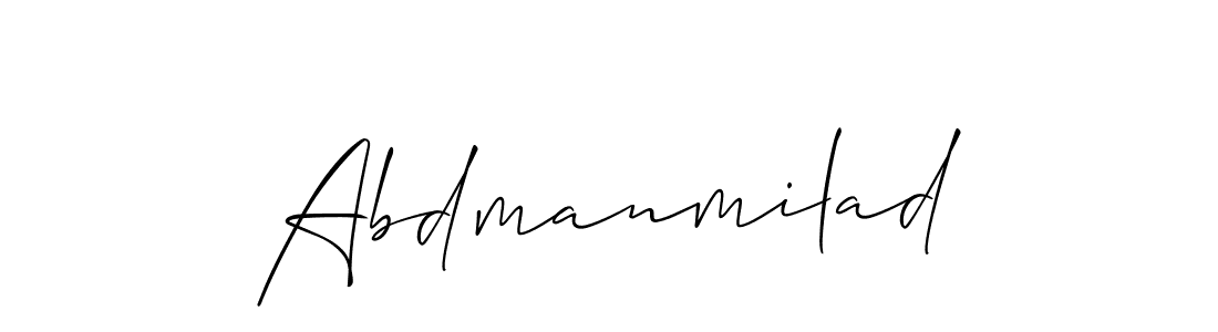 The best way (Allison_Script) to make a short signature is to pick only two or three words in your name. The name Abdmanmilad include a total of six letters. For converting this name. Abdmanmilad signature style 2 images and pictures png
