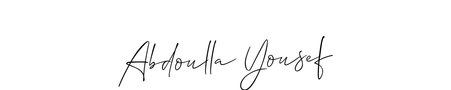 This is the best signature style for the Abdoulla Yousef name. Also you like these signature font (Allison_Script). Mix name signature. Abdoulla Yousef signature style 2 images and pictures png