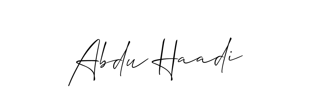 Similarly Allison_Script is the best handwritten signature design. Signature creator online .You can use it as an online autograph creator for name Abdu Haadi. Abdu Haadi signature style 2 images and pictures png