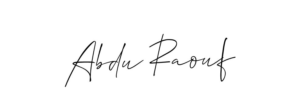 The best way (Allison_Script) to make a short signature is to pick only two or three words in your name. The name Abdu Raouf include a total of six letters. For converting this name. Abdu Raouf signature style 2 images and pictures png