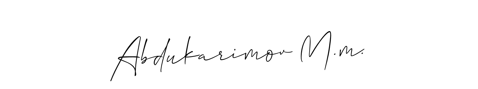 Make a beautiful signature design for name Abdukarimov M.m.. With this signature (Allison_Script) style, you can create a handwritten signature for free. Abdukarimov M.m. signature style 2 images and pictures png