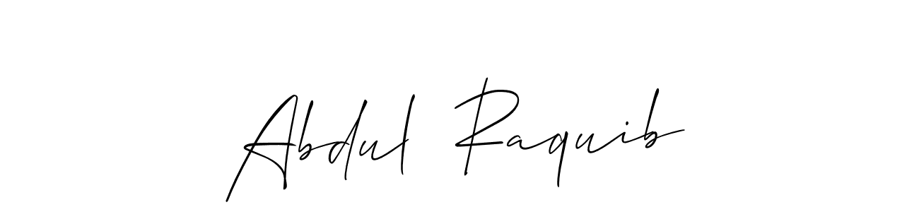 Use a signature maker to create a handwritten signature online. With this signature software, you can design (Allison_Script) your own signature for name Abdul  Raquib. Abdul  Raquib signature style 2 images and pictures png