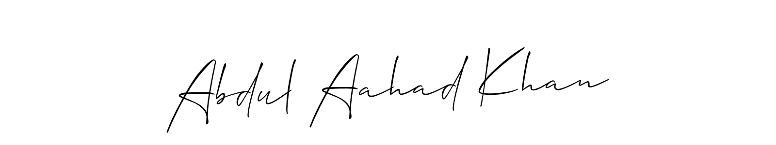 How to make Abdul Aahad Khan name signature. Use Allison_Script style for creating short signs online. This is the latest handwritten sign. Abdul Aahad Khan signature style 2 images and pictures png