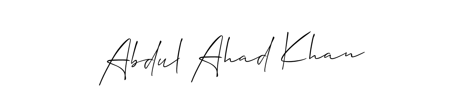 Allison_Script is a professional signature style that is perfect for those who want to add a touch of class to their signature. It is also a great choice for those who want to make their signature more unique. Get Abdul Ahad Khan name to fancy signature for free. Abdul Ahad Khan signature style 2 images and pictures png