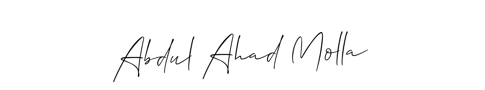 Also You can easily find your signature by using the search form. We will create Abdul Ahad Molla name handwritten signature images for you free of cost using Allison_Script sign style. Abdul Ahad Molla signature style 2 images and pictures png