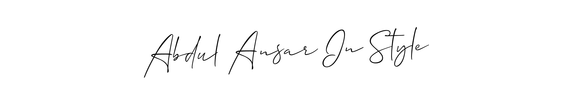 Make a short Abdul Ansar In Style signature style. Manage your documents anywhere anytime using Allison_Script. Create and add eSignatures, submit forms, share and send files easily. Abdul Ansar In Style signature style 2 images and pictures png