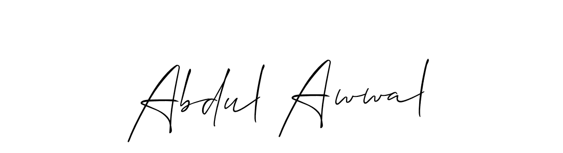 How to make Abdul Awwal name signature. Use Allison_Script style for creating short signs online. This is the latest handwritten sign. Abdul Awwal signature style 2 images and pictures png