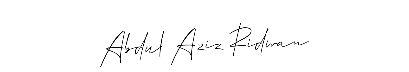if you are searching for the best signature style for your name Abdul Aziz Ridwan. so please give up your signature search. here we have designed multiple signature styles  using Allison_Script. Abdul Aziz Ridwan signature style 2 images and pictures png