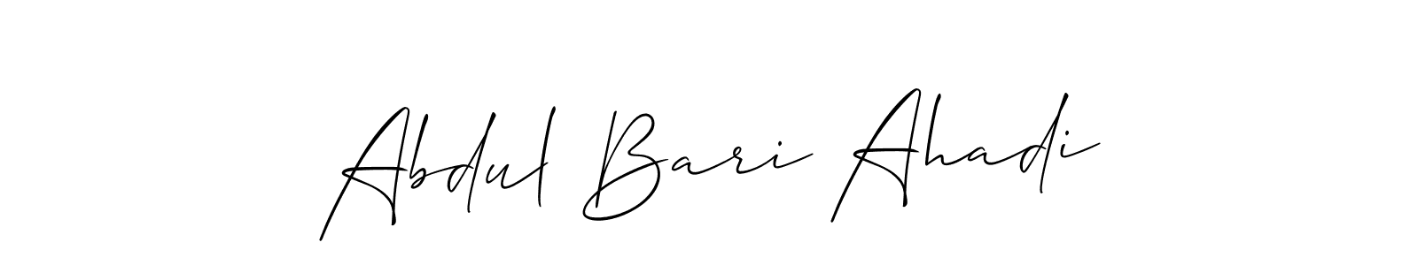 Use a signature maker to create a handwritten signature online. With this signature software, you can design (Allison_Script) your own signature for name Abdul Bari Ahadi. Abdul Bari Ahadi signature style 2 images and pictures png