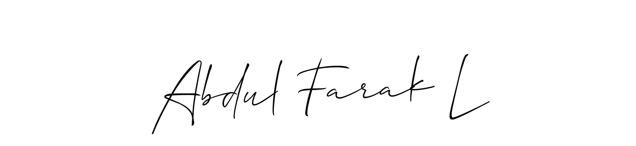 Also we have Abdul Farak L name is the best signature style. Create professional handwritten signature collection using Allison_Script autograph style. Abdul Farak L signature style 2 images and pictures png