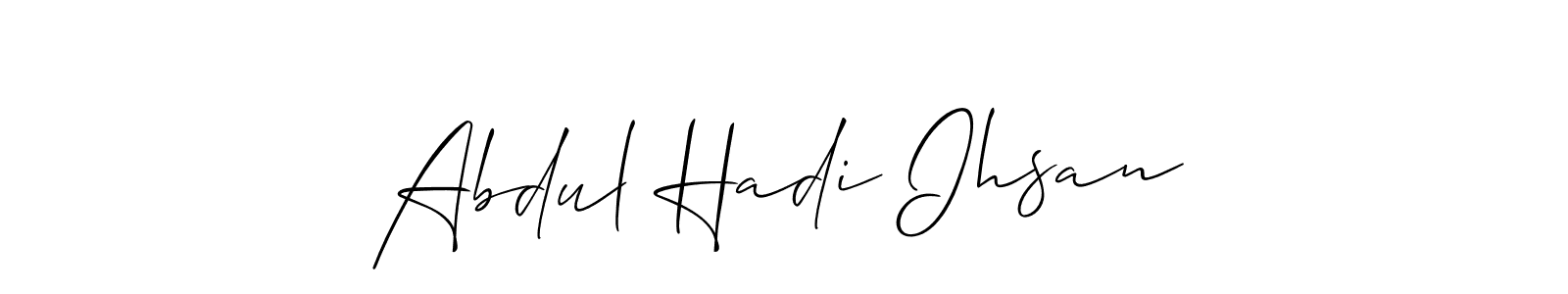 Make a beautiful signature design for name Abdul Hadi Ihsan. With this signature (Allison_Script) style, you can create a handwritten signature for free. Abdul Hadi Ihsan signature style 2 images and pictures png