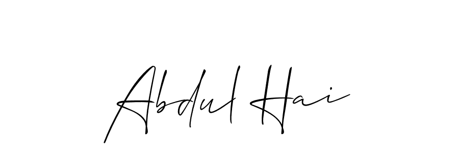 Also You can easily find your signature by using the search form. We will create Abdul Hai name handwritten signature images for you free of cost using Allison_Script sign style. Abdul Hai signature style 2 images and pictures png