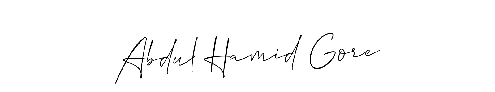 Design your own signature with our free online signature maker. With this signature software, you can create a handwritten (Allison_Script) signature for name Abdul Hamid Gore. Abdul Hamid Gore signature style 2 images and pictures png