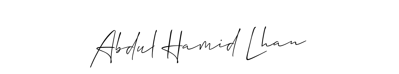 You should practise on your own different ways (Allison_Script) to write your name (Abdul Hamid Lhan) in signature. don't let someone else do it for you. Abdul Hamid Lhan signature style 2 images and pictures png