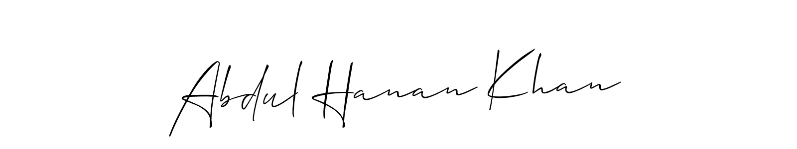 Use a signature maker to create a handwritten signature online. With this signature software, you can design (Allison_Script) your own signature for name Abdul Hanan Khan. Abdul Hanan Khan signature style 2 images and pictures png