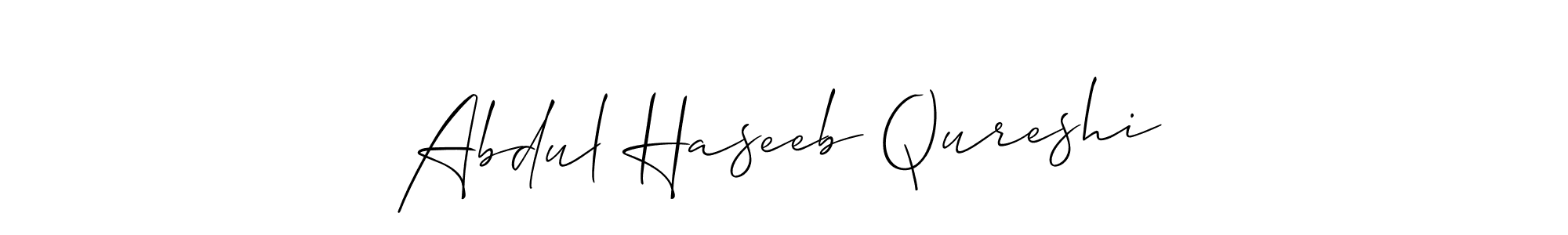 The best way (Allison_Script) to make a short signature is to pick only two or three words in your name. The name Abdul Haseeb Qureshi include a total of six letters. For converting this name. Abdul Haseeb Qureshi signature style 2 images and pictures png