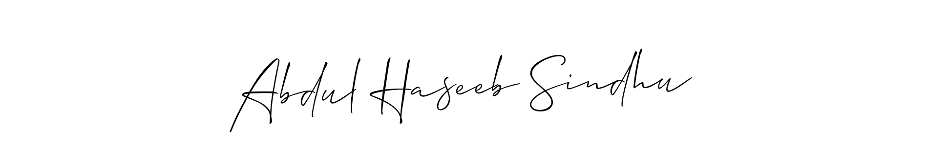 if you are searching for the best signature style for your name Abdul Haseeb Sindhu. so please give up your signature search. here we have designed multiple signature styles  using Allison_Script. Abdul Haseeb Sindhu signature style 2 images and pictures png