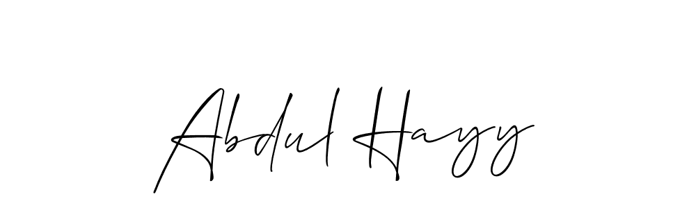 How to make Abdul Hayy name signature. Use Allison_Script style for creating short signs online. This is the latest handwritten sign. Abdul Hayy signature style 2 images and pictures png