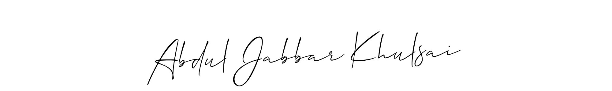 Design your own signature with our free online signature maker. With this signature software, you can create a handwritten (Allison_Script) signature for name Abdul Jabbar Khulsai. Abdul Jabbar Khulsai signature style 2 images and pictures png