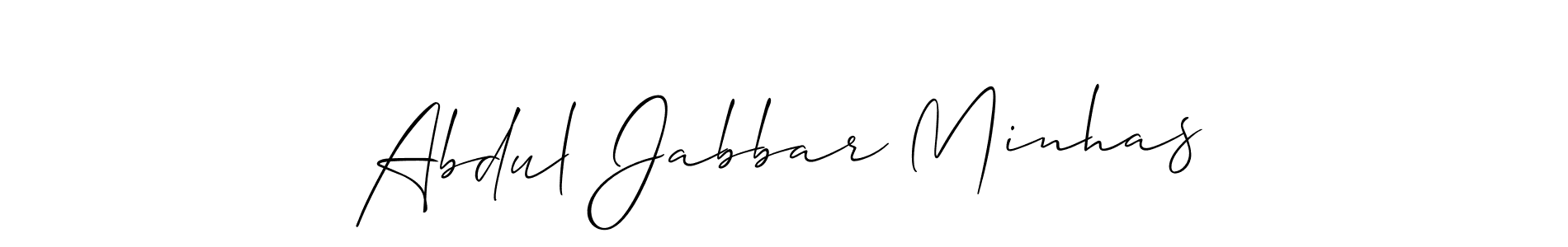 Make a short Abdul Jabbar Minhas signature style. Manage your documents anywhere anytime using Allison_Script. Create and add eSignatures, submit forms, share and send files easily. Abdul Jabbar Minhas signature style 2 images and pictures png