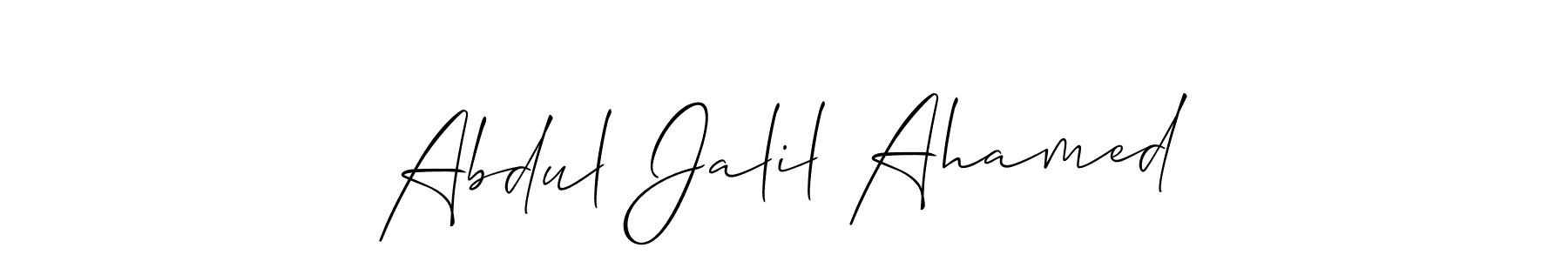 Use a signature maker to create a handwritten signature online. With this signature software, you can design (Allison_Script) your own signature for name Abdul Jalil Ahamed. Abdul Jalil Ahamed signature style 2 images and pictures png