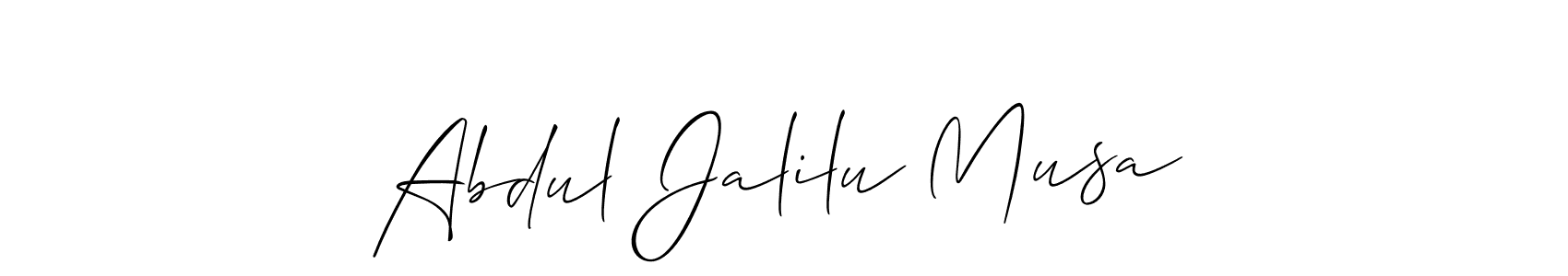 Also You can easily find your signature by using the search form. We will create Abdul Jalilu Musa name handwritten signature images for you free of cost using Allison_Script sign style. Abdul Jalilu Musa signature style 2 images and pictures png