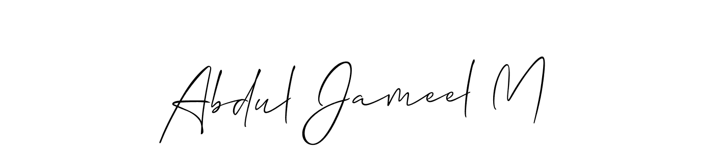 Use a signature maker to create a handwritten signature online. With this signature software, you can design (Allison_Script) your own signature for name Abdul Jameel M. Abdul Jameel M signature style 2 images and pictures png