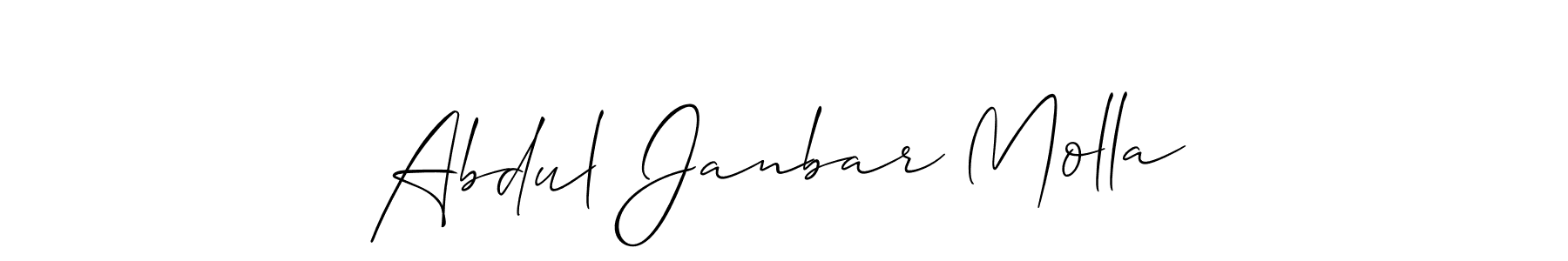 Use a signature maker to create a handwritten signature online. With this signature software, you can design (Allison_Script) your own signature for name Abdul Janbar Molla. Abdul Janbar Molla signature style 2 images and pictures png