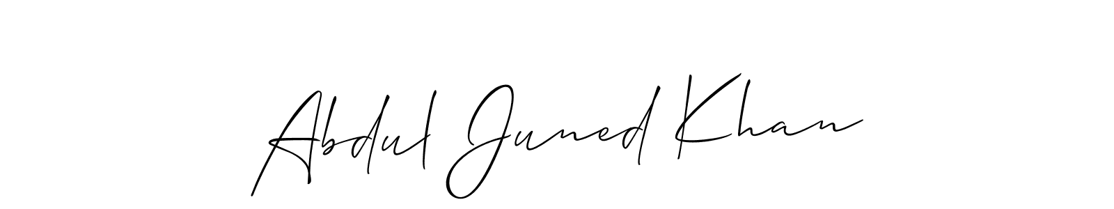 Make a short Abdul Juned Khan signature style. Manage your documents anywhere anytime using Allison_Script. Create and add eSignatures, submit forms, share and send files easily. Abdul Juned Khan signature style 2 images and pictures png