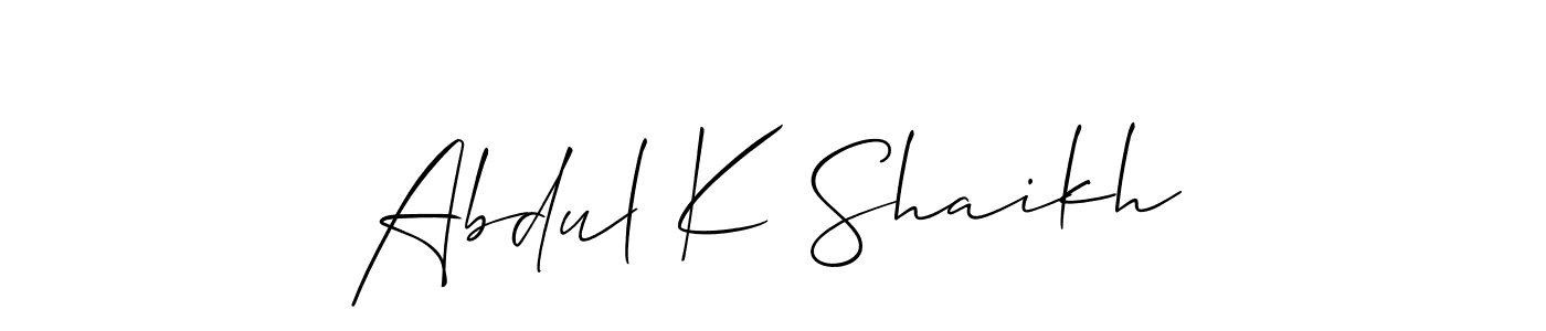 How to make Abdul K Shaikh name signature. Use Allison_Script style for creating short signs online. This is the latest handwritten sign. Abdul K Shaikh signature style 2 images and pictures png