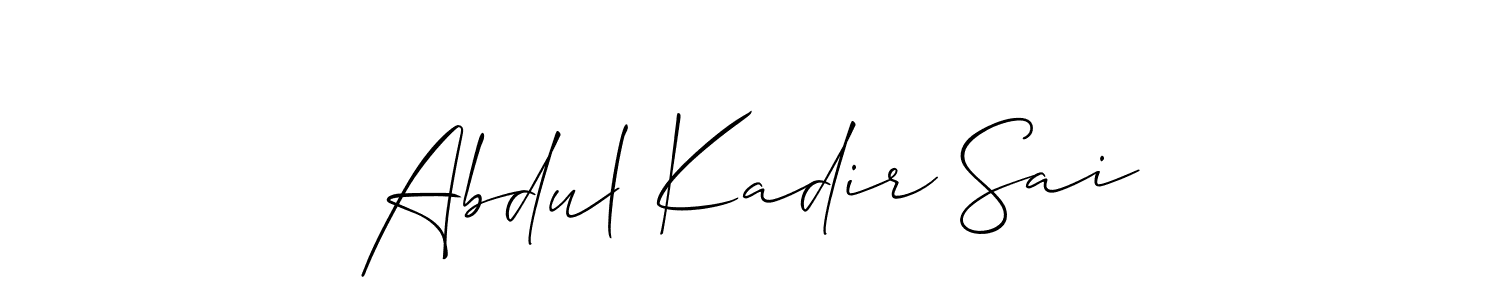 This is the best signature style for the Abdul Kadir Sai name. Also you like these signature font (Allison_Script). Mix name signature. Abdul Kadir Sai signature style 2 images and pictures png