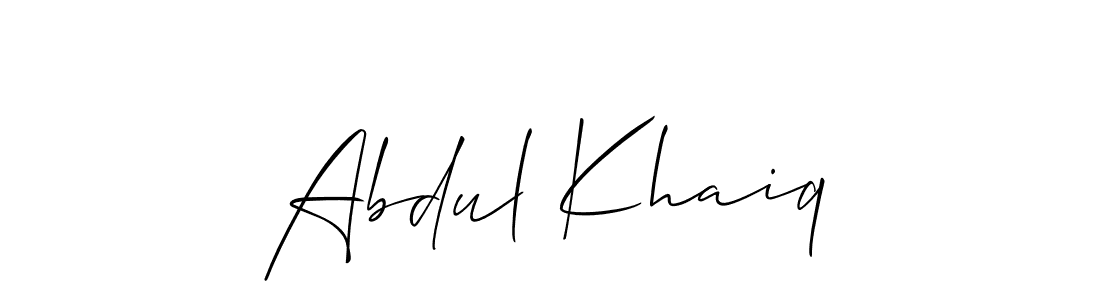 Allison_Script is a professional signature style that is perfect for those who want to add a touch of class to their signature. It is also a great choice for those who want to make their signature more unique. Get Abdul Khaiq name to fancy signature for free. Abdul Khaiq signature style 2 images and pictures png