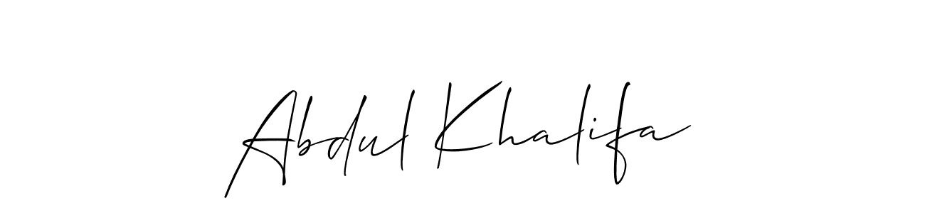 The best way (Allison_Script) to make a short signature is to pick only two or three words in your name. The name Abdul Khalifa include a total of six letters. For converting this name. Abdul Khalifa signature style 2 images and pictures png