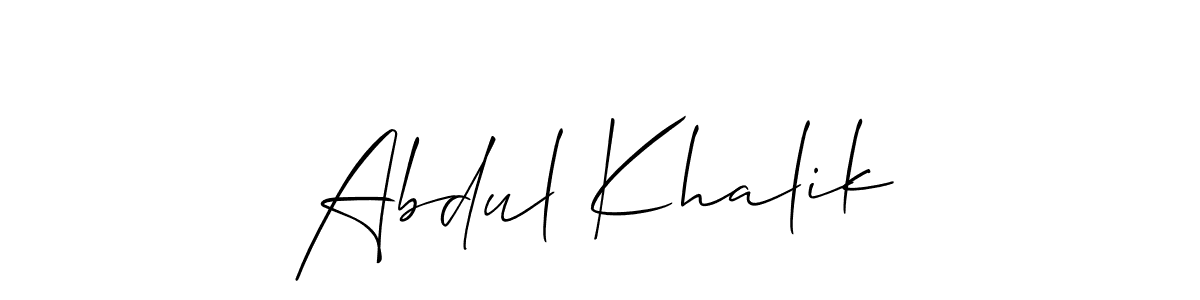 Use a signature maker to create a handwritten signature online. With this signature software, you can design (Allison_Script) your own signature for name Abdul Khalik. Abdul Khalik signature style 2 images and pictures png