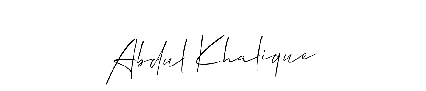 Design your own signature with our free online signature maker. With this signature software, you can create a handwritten (Allison_Script) signature for name Abdul Khalique. Abdul Khalique signature style 2 images and pictures png